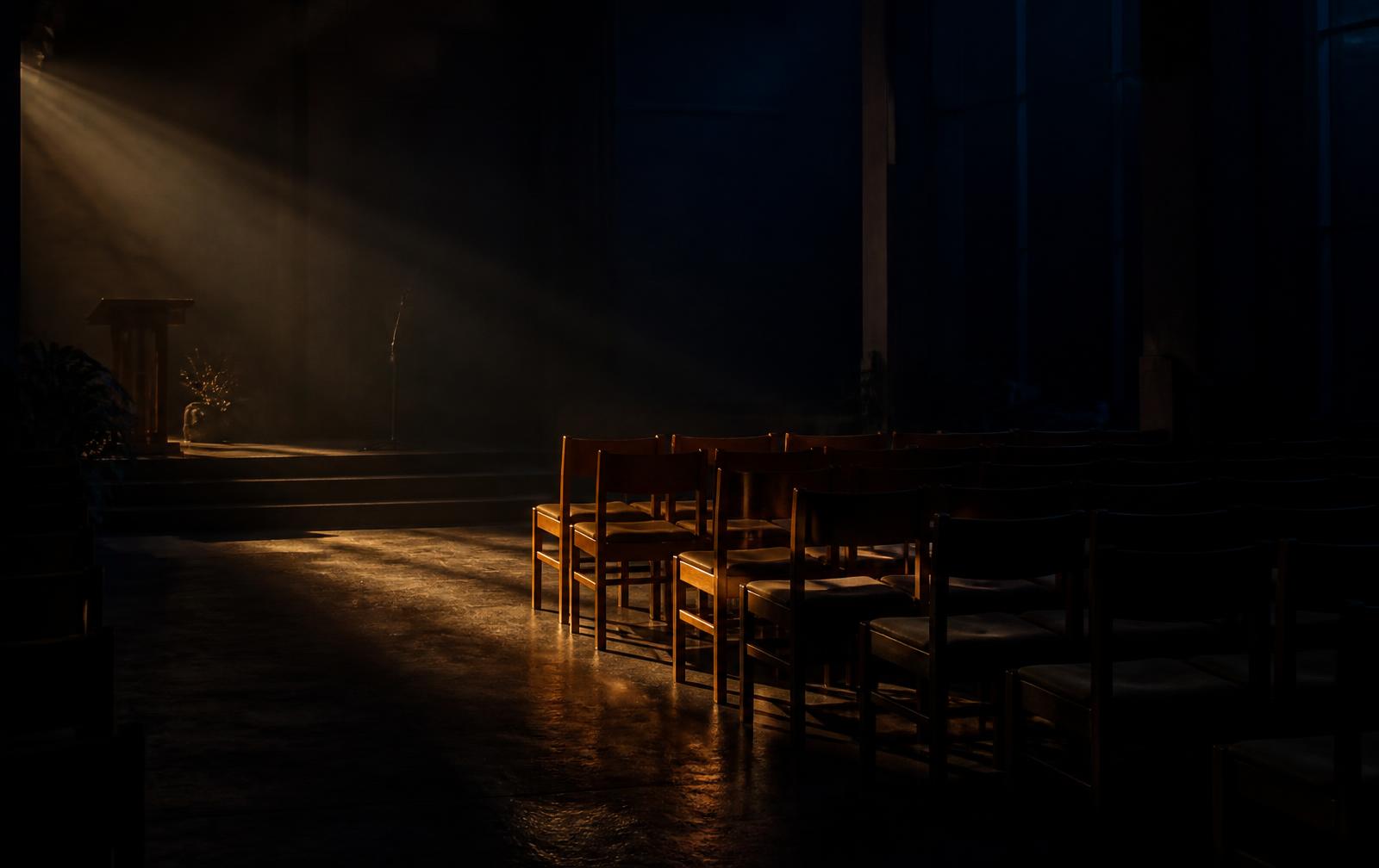 Light falling across an empty sanctuary